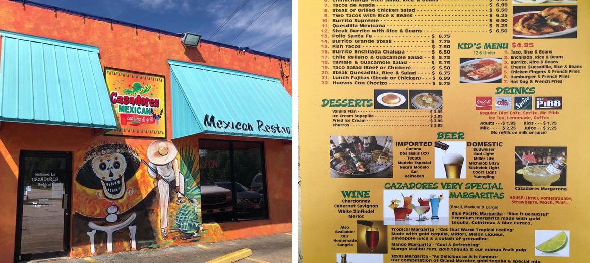 Cazadores Mexican Cantina & Grill Menu